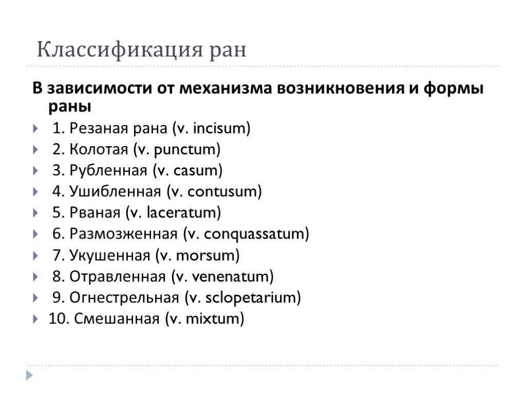 Классификация ран. 1. Классификация РАН. Раны по происхождению подразделяют на. Раны в зависимости от возникновения.